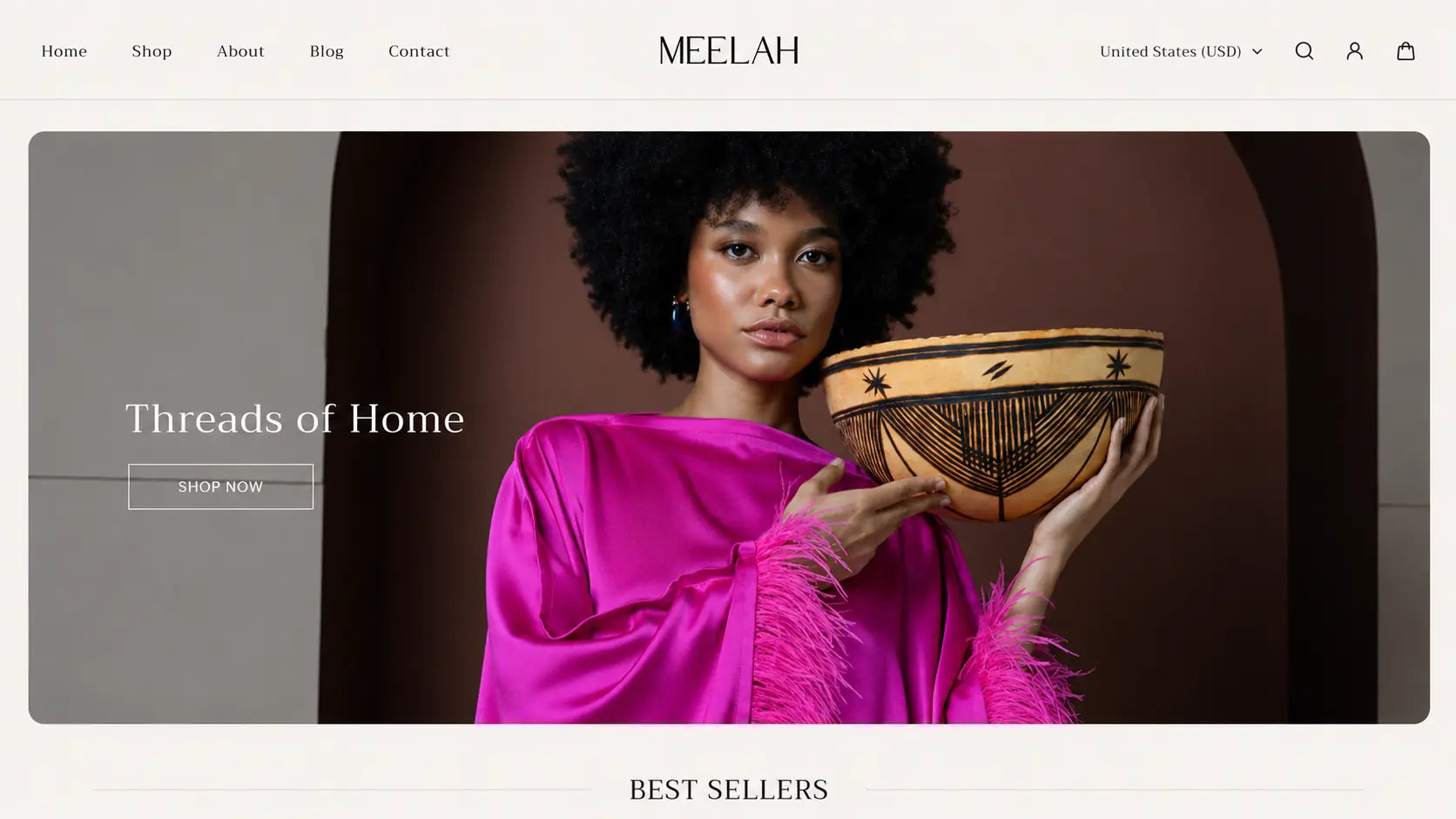 Meelah homepage hero