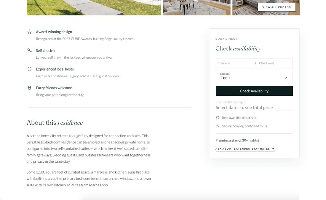 A residence page built for a long decision